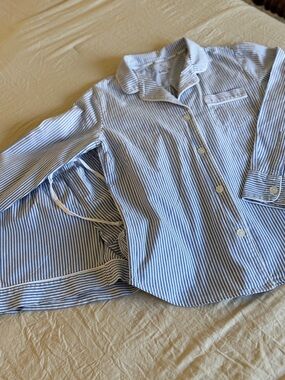 Petite Plume Blue & White Striped Casual Spring Classic PJ Set